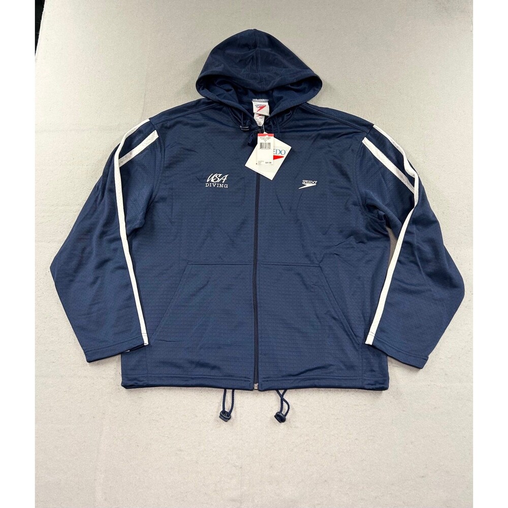 Speedo Hooded Jacket USA Driving Men's Full Zip USA Medium Boue